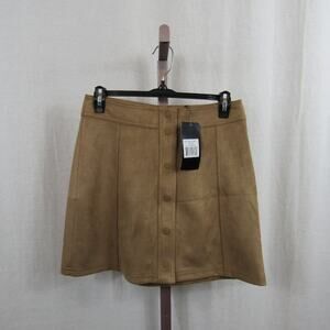 NWT Relish Small Noless Khaki Faux Suede Bodycon High Waist A-line Pencil Skirt